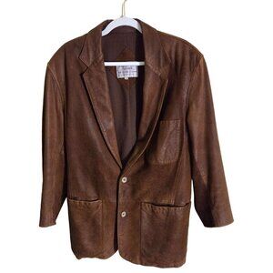 Northern Lights Leather Vintage Brown Leather Blazer Jacket Lined Size 36/S
